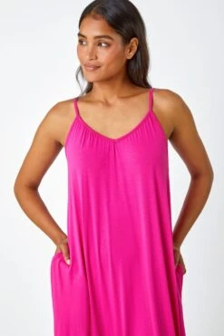 Fuchsia Plain Stretch Jersey Pocket Midi Dress -Dress Haven Sales Store 00b8ee40 320d 48c5 9a08 94b34fd0e265