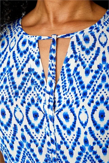 Blue Petite Floral Print Stretch Dress