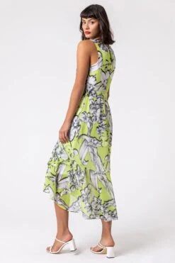 Lime Floral Tie Waist Dipped Hem Dress -Dress Haven Sales Store 0133abec 8a60 4151 8373 c15200cfa60b