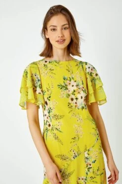 Yellow Floral Tiered Sleeve Maxi Dress -Dress Haven Sales Store 015c0a57 1a0c 45e1 82da b4d11da2205f