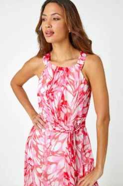 Pink Halter Neck Butterfly Print Dress -Dress Haven Sales Store 01c91c01 28f6 4f51 8ae7 5fd997354a5d