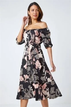 Black Tropical Print Tiered Midi Wrap Dress -Dress Haven Sales Store 02095a70 25d1 41c7 a999 c8597be1388f