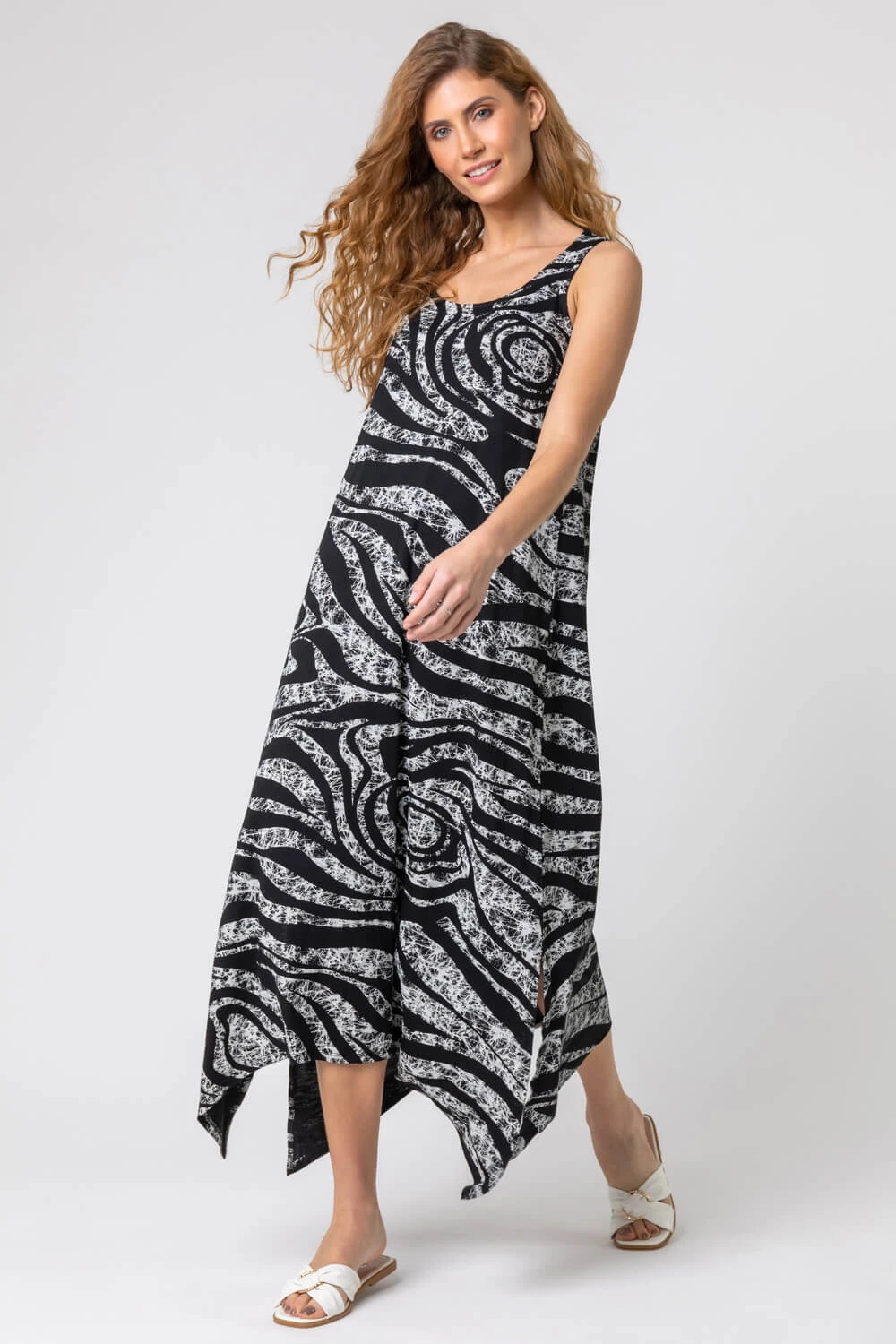 Grey Marble Print Hanky Hem Maxi Dress 3 Grey Marble Print Hanky Hem Maxi Dress