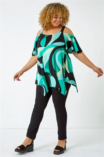 Mint Curve Abstract Print Swing Dress 7 Mint Curve Abstract Print Swing Dress - Image 5