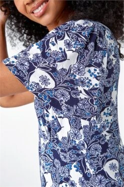 Blue Petite Floral Ruched Stretch Tea Dress -Dress Haven Sales Store 09fecd86 38f6 4c17 a9a4 95d73bd8fa09