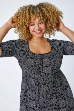 Black Curve Floral Print Midi Dress -Dress Haven Sales Store 0d47dd93 69d5 42b4 8092 2c4d275319a8