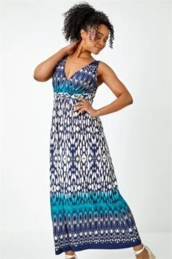 Rust Sleeveless Aztec Maxi Stretch Dress -Dress Haven Sales Store 1142d538 39a0 4fe4 8bb1 1ad01fad30d3