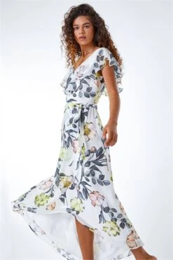 Red Floral Print Chiffon Wrap Dress -Dress Haven Sales Store 117bc0cd af54 42ec a18f 8f185778fc2e