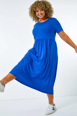 Royal Blue Curve Gathered Skirt Midi Stretch Dress 10 Royal Blue Curve Gathered Skirt Midi Stretch Dress -Dress Haven Sales Store 11e84f24 5134 4f36 a963 1bdf37d0f82e