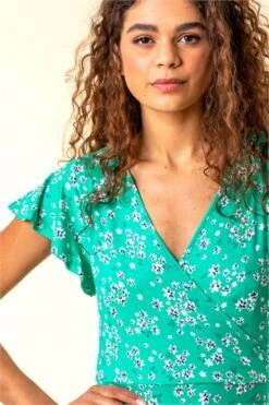 Green Petite Floral Print Ruffle Dress -Dress Haven Sales Store 13c3583d 37a3 4654 a3bb 428c54a9b2c4