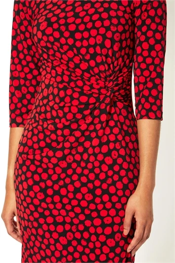 Red Abstract Spot Print Pocket Shift Dress 3 Red Abstract Spot Print Pocket Shift Dress
