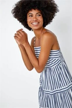 Blue Border Print Shoulder Tie Maxi Dress -Dress Haven Sales Store 177f1dd9 46a6 4604 8ff0 9ebe6fe8ae13