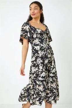 Black Sleeveless Floral Frill Hem Dress -Dress Haven Sales Store 18c3b3dd 9528 4195 8a79 f8b46830c8f3