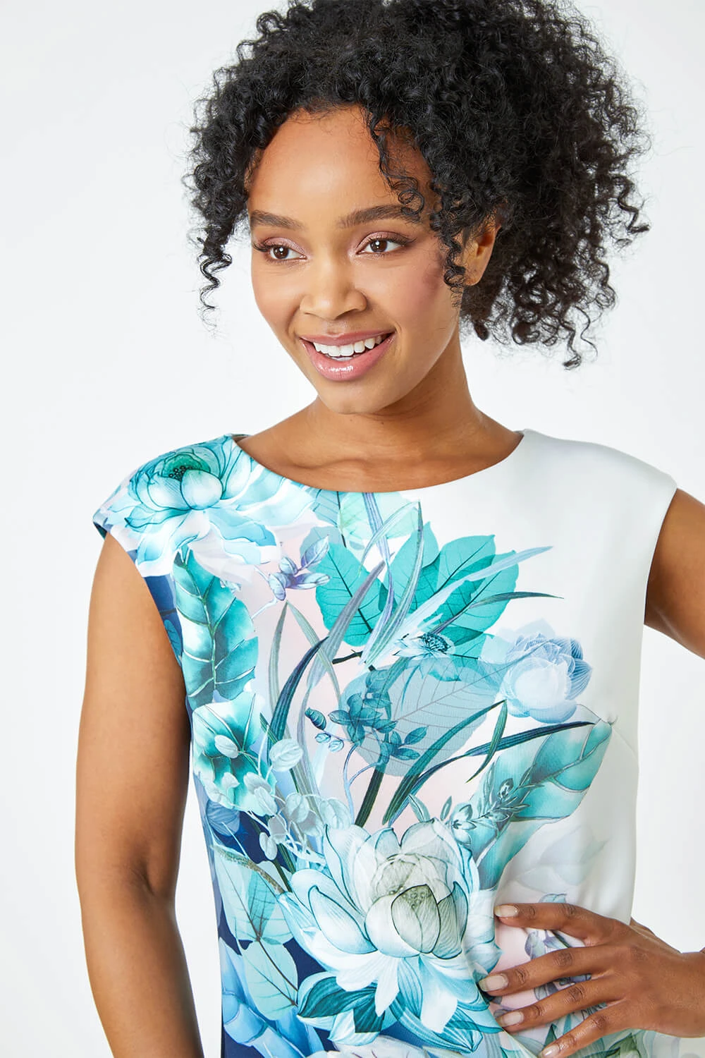 Navy Petite Premium Stretch Floral Shift Dress 6 Navy Petite Premium Stretch Floral Shift Dress - Image 4