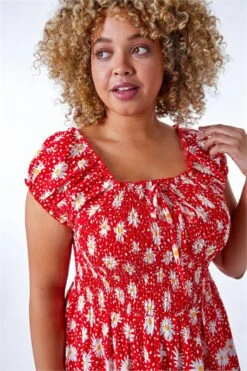 Red Curve Floral Print Midi Dress -Dress Haven Sales Store 1927f386 d4c2 43ad a2db f8e7cd453bb9