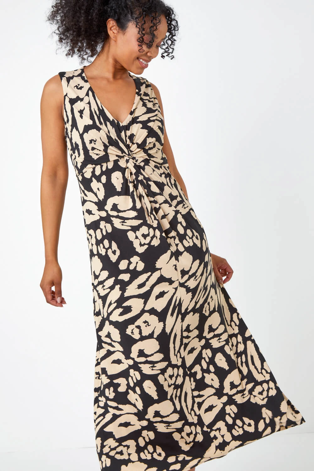 Black Petite Animal Twist Jersey Maxi Dress 4 Black Petite Animal Twist Jersey Maxi Dress - Image 2