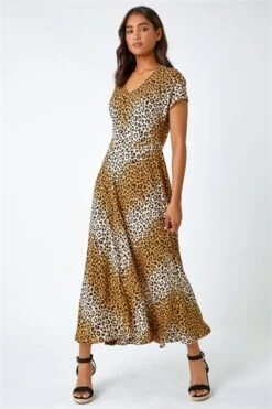 Camel Animal Print Stretch Tiered Midi Dress -Dress Haven Sales Store 1a68fc18 717f 40cb 8229 6d9e23cc0dd7