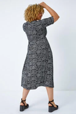 Black Curve Floral Print Midi Dress -Dress Haven Sales Store 1b037929 1b3a 4c65 95fe 7c504b0eaffe