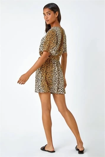 Camel Animal Print Bias Stretch Midi Dress 3 Camel Animal Print Bias Stretch Midi Dress