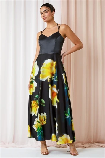 Black LIMITED Floral Twist Detail Stretch Dress 8 Black LIMITED Floral Twist Detail Stretch Dress - Image 6