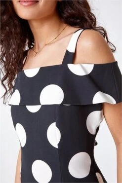 Red Spot Floral Print Premium Stretch Dress