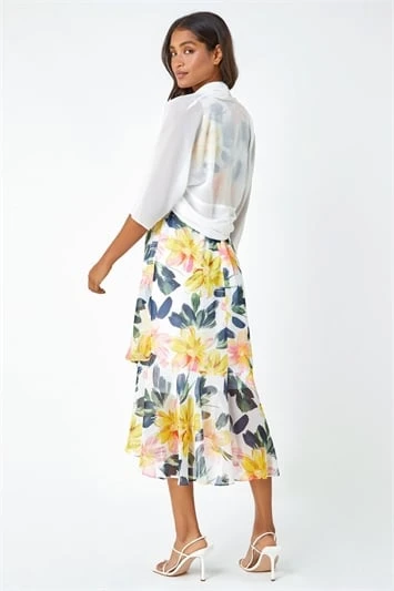 Denim Julianna Floral Print Chiffon Dress 6 Denim Julianna Floral Print Chiffon Dress - Image 4