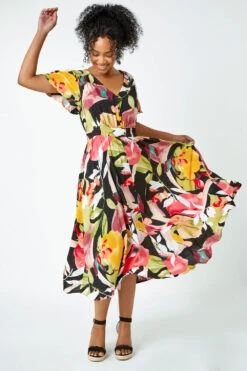 Pink Petite Tropical Button Midi Dress -Dress Haven Sales Store 221294f3 dfa7 4b29 97e1 e874f2dc88d1