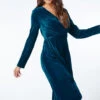 Teal Stretch Velvet Midi Wrap Dress -Dress Haven Sales Store 22fb00cb 00f5 4eb6 be1a be697bcbdaf8