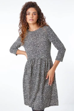 Black Animal Print Stretch Dress