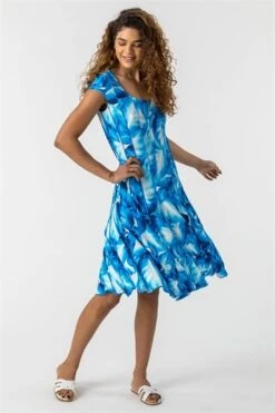 Multi Swirl Floral Print Panel Swing Dress -Dress Haven Sales Store 283eb816 5b73 459a 93c8 deef1f97f8bc