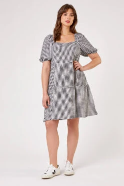Black Curve Gingham Print Tiered Dress -Dress Haven Sales Store 2b48348c 5d2b 4b13 8978 39fce43f5448