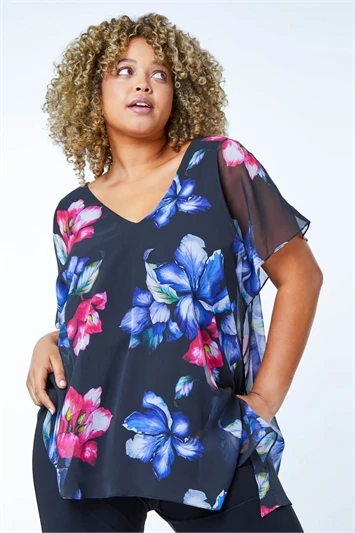 Pink Curve Floral Print Mesh Wrap Dress 7 Pink Curve Floral Print Mesh Wrap Dress - Image 5