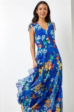 Blue Sleeveless Floral Print Maxi Dress -Dress Haven Sales Store 2d06badf 6ad2 4b9f 99a8 f41c8982654e