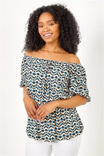 Navy Petite Geo Print Jersey Wrap Dress 6 Navy Petite Geo Print Jersey Wrap Dress - Image 4