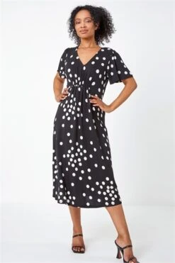 Black Petite Spot Print Stretch Tea Dress -Dress Haven Sales Store 2dd63f25 6930 4dd8 aac3 4061897645ee