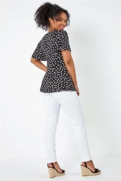 Black Petite Polka Dot Stretch Midi Dress -Dress Haven Sales Store 3010a5f4 31d6 4cf7 8123 d40088936d3b