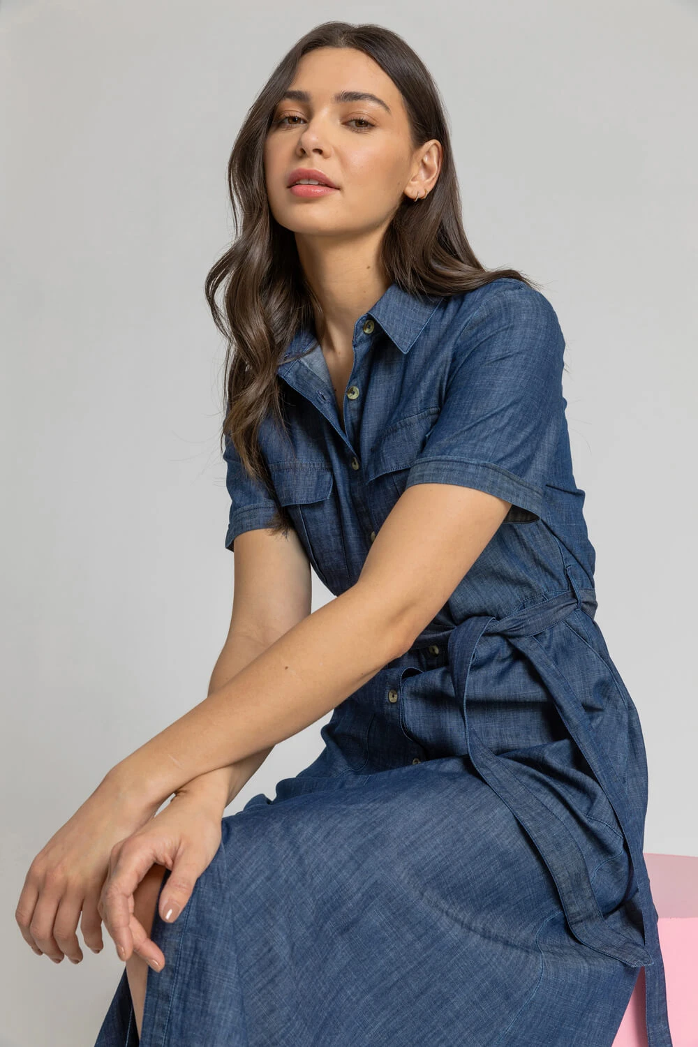 Blue Denim Pocket Detail Shirt Dress 7 Blue Denim Pocket Detail Shirt Dress - Image 5