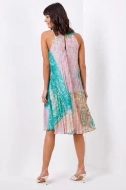 Light Pink High Neck Paisley Pleated Swing Dress -Dress Haven Sales Store 314f28c4 3c06 40af b773 8e187fe5e80c