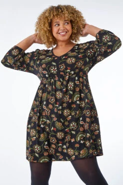 Black Curve Floral Stretch Dress -Dress Haven Sales Store 31950126 0a9b 461d 9220 0b3ca2e832b0