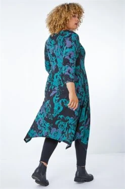 Black Curve Geometric Tunic Dress