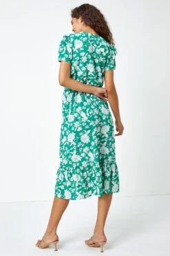 Green Floral Button Through Midi Dress -Dress Haven Sales Store 326b9934 b767 4f9c af12 1cf0e3492675