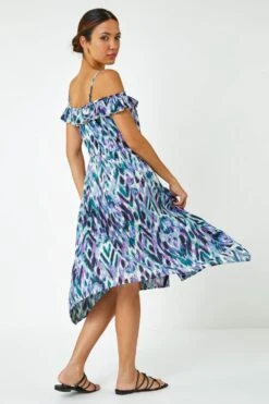 Purple Cold Shoulder Printed Midi Dress -Dress Haven Sales Store 3340b170 72a9 4f99 b2a2 c2d4b1be20bc