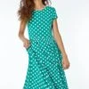 Green Spot Print Stretch Midi Dress -Dress Haven Sales Store 35605cdc bb6b 40e6 ae95 464921433aa6