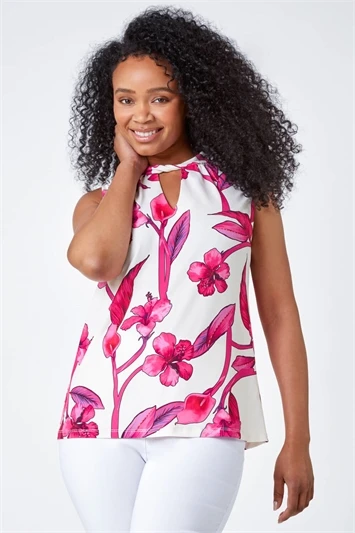 Pink Petite Floral Frill Hem Dress 7 Pink Petite Floral Frill Hem Dress - Image 5