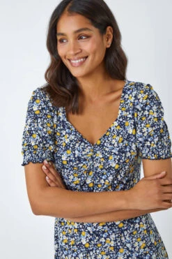 Yellow Ditsy Floral Ruched Maxi Dress -Dress Haven Sales Store 377de8f8 a4d0 4b37 aee4 33d4a680fc93