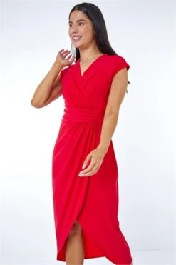 Pink Petite Twist Front Maxi Dress