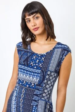 Navy Patchwork Stretch Hanky Hem Dress -Dress Haven Sales Store 3bc4c172 ed28 42b3 a3e4 06ac421122a0