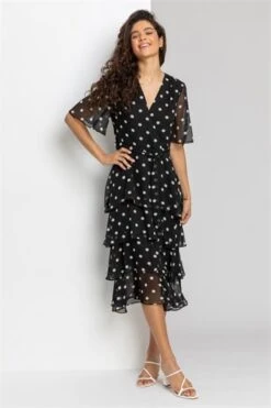 Red Polka Dot Print Sleeveless Dress