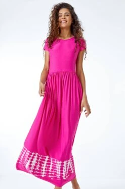 Fuchsia Tie Dye Border Print Stretch Maxi Dress -Dress Haven Sales Store 3e4c37f3 7f49 4b95 aee2 ca3cf44b8406
