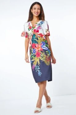 Black Floral Print Twist Premium Stretch Dress -Dress Haven Sales Store 3f44523e 1dd3 4890 b2e1 15bc4642d245